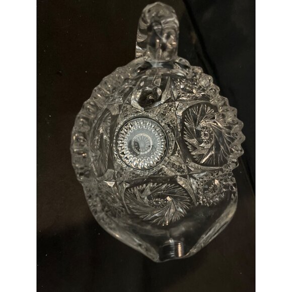 American Brilliant Period Cut Crystal Creamer  Pitcher Pinwheel Design Deep Cuts - Picture 5 of 7